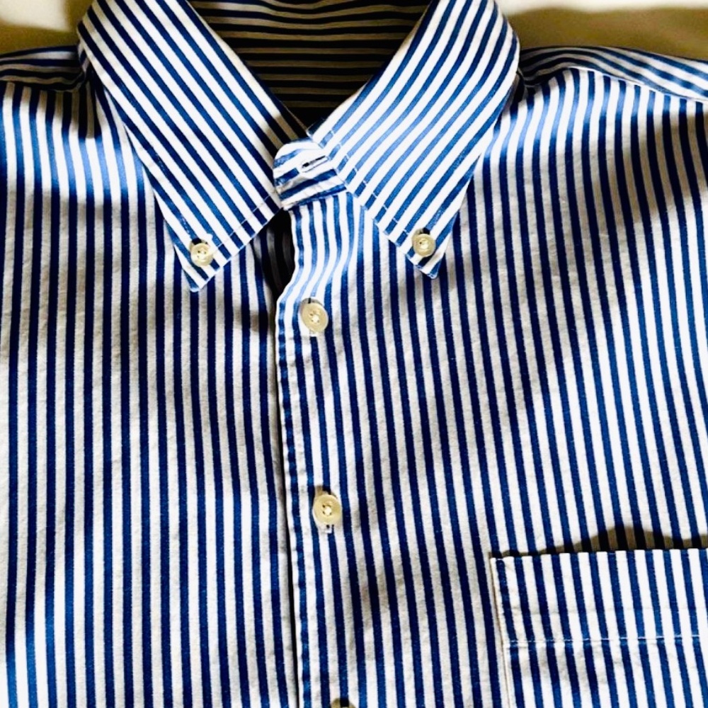 Scott Barber Blue & White Stripe Button Down Shirt Mens Large